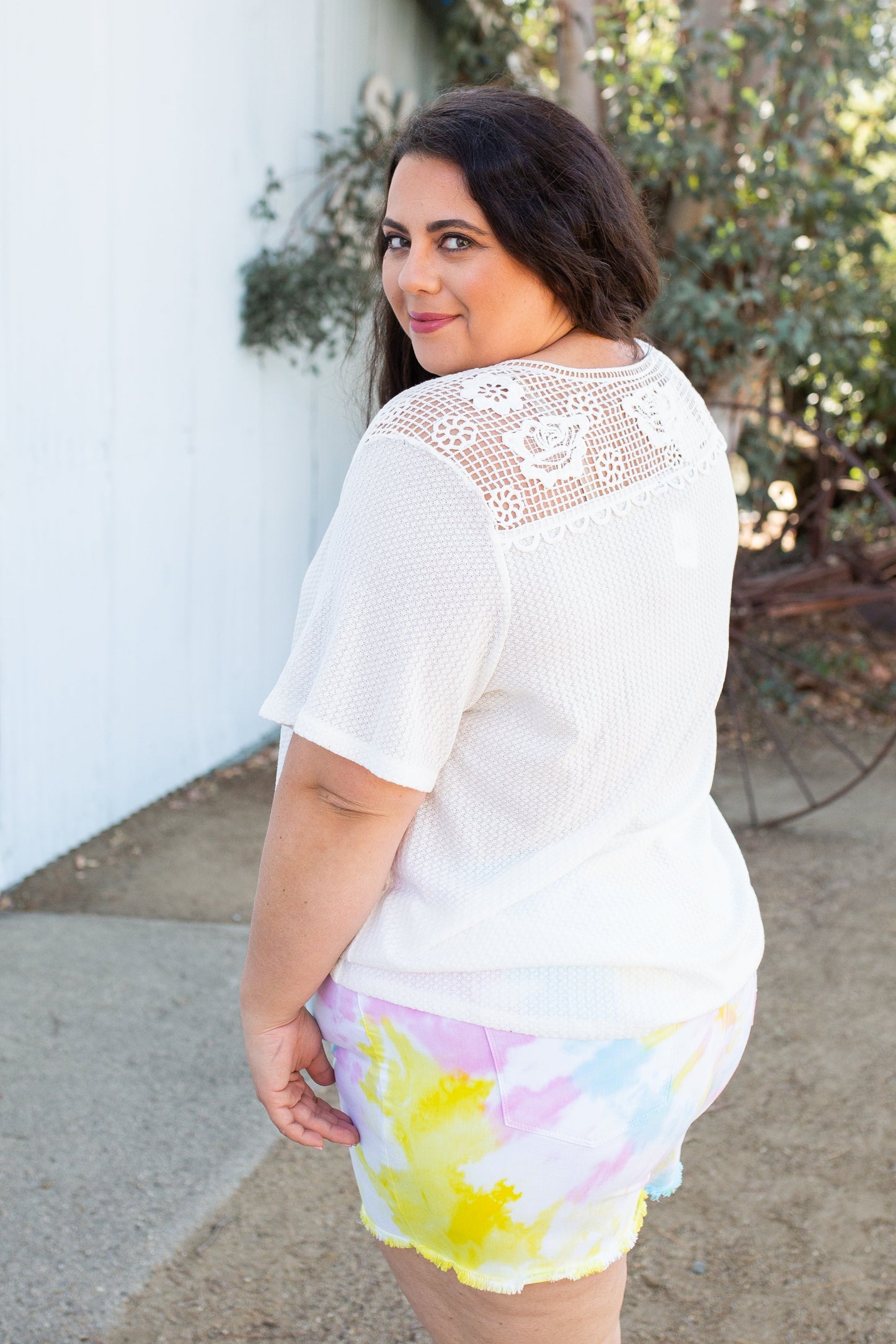 Spirited Front Tie Top in White