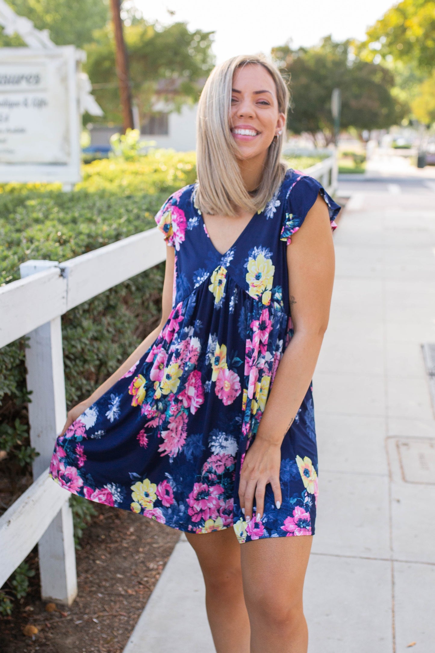 Navy Blooms Summer Dress