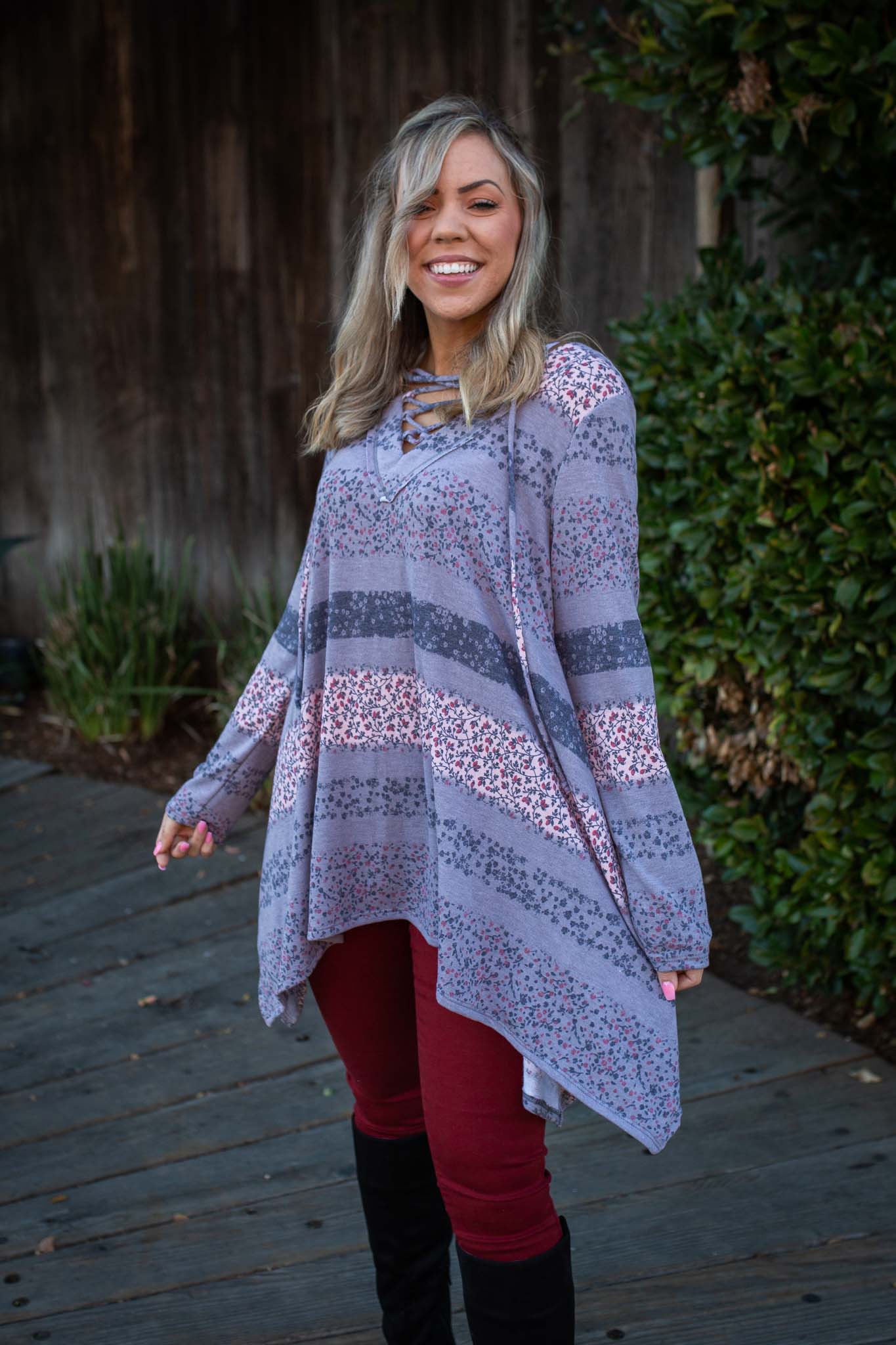 Floral Paths Long Sleeve Tunic