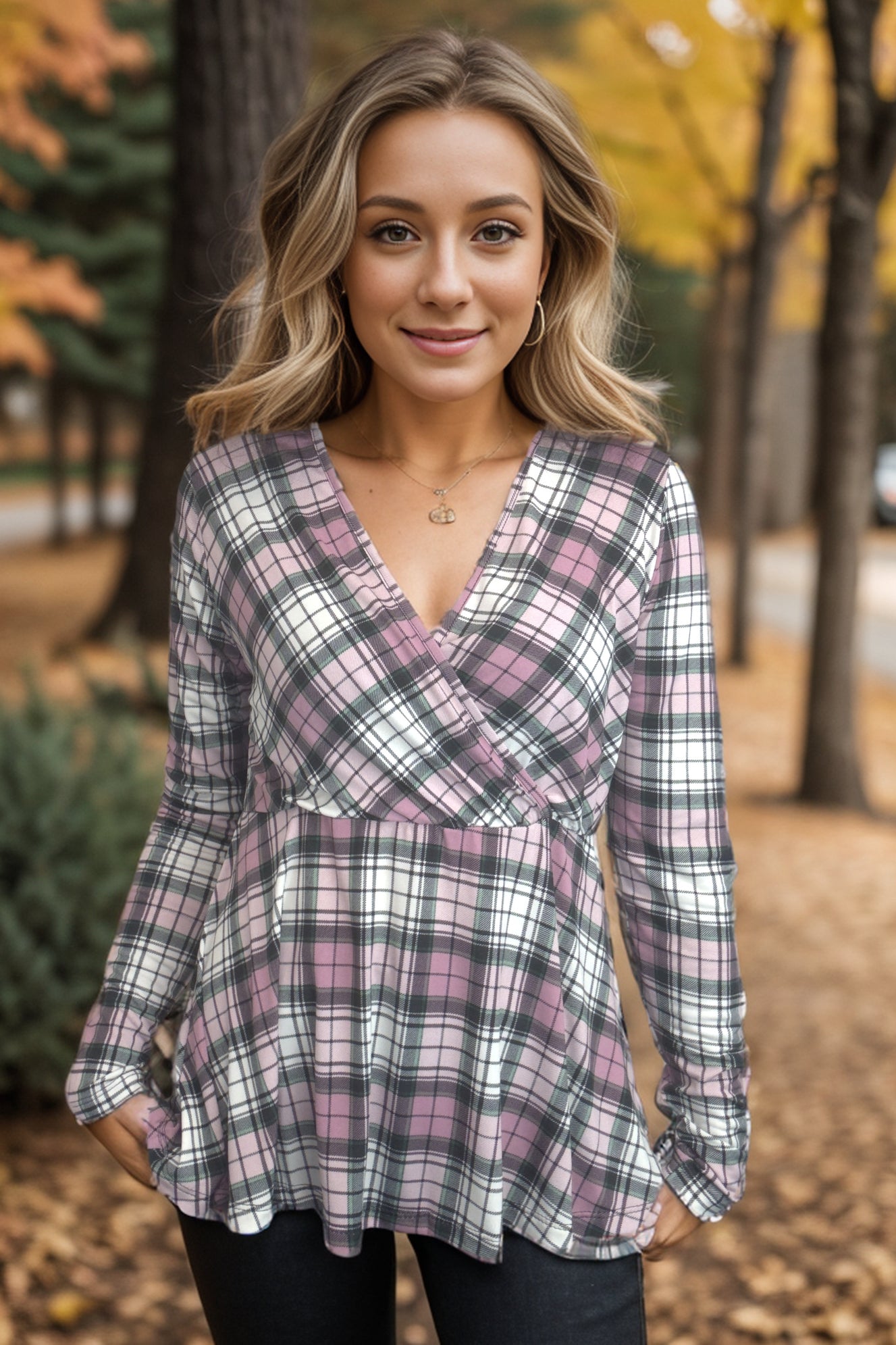 Pinky Plaid - Peplum