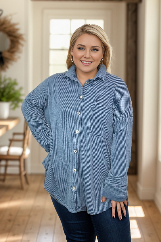 Simply Captivating Button Down - Midnight