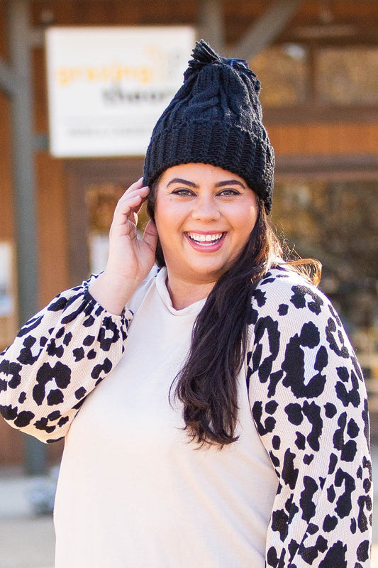 Everyday Black Pompom Beanie